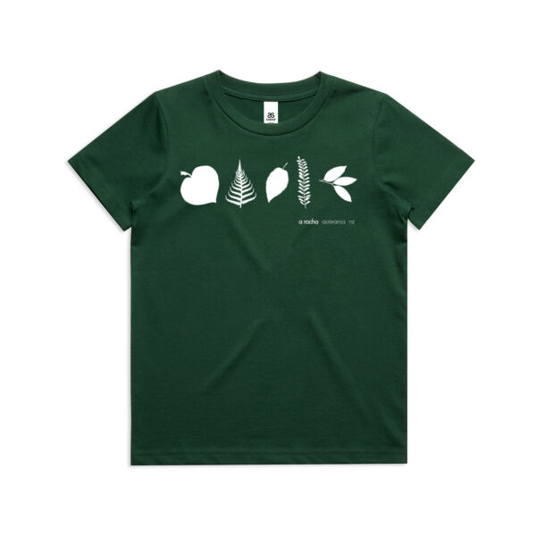 Leaves of Aotearoa WHITE - AS Colour Kids Youth T shirt Thumbnail